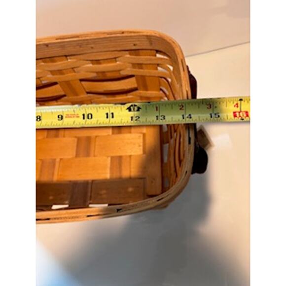 Vintage NEW Peterboro Footed Storage Basket Suede Leather Handles 14.5" x 9" - Picture 12 of 13